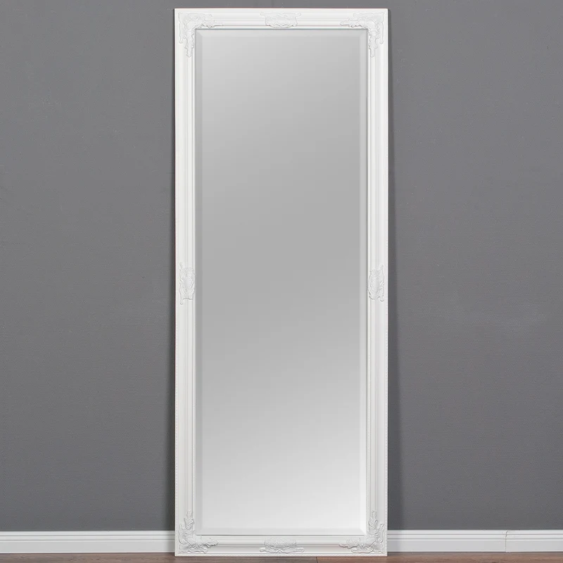 Eleganter Barock Spiegel BESSA 180x60cm weiß-matt Holzrahmen