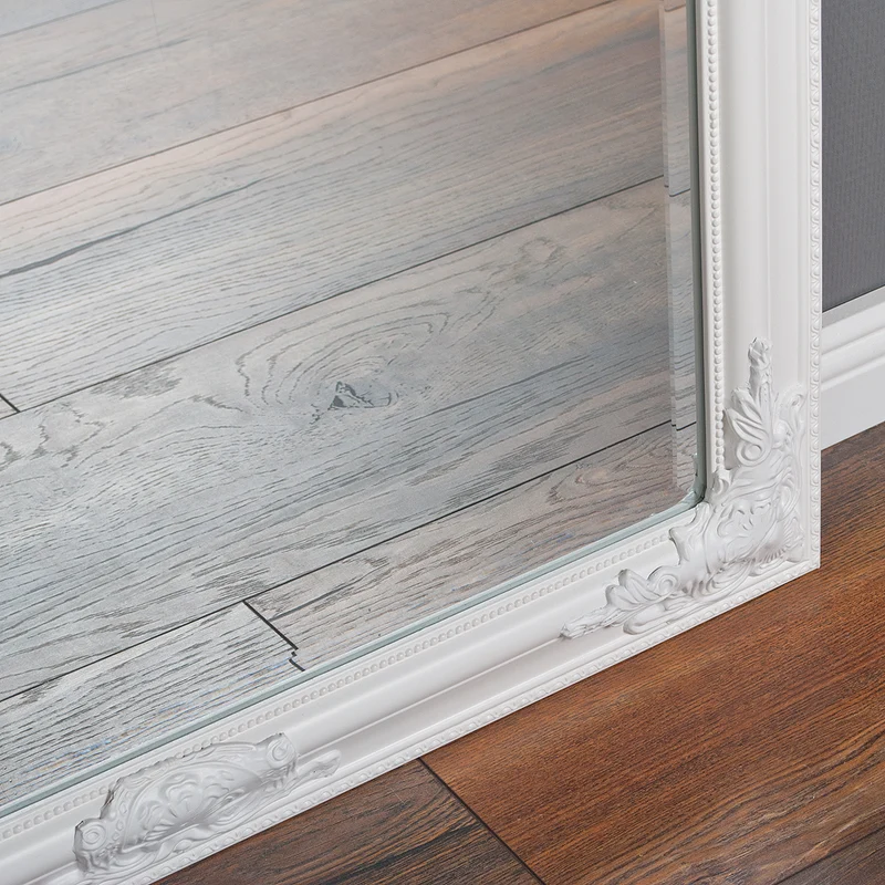 Eleganter Barock Spiegel BESSA 180x60cm weiß-matt Holzrahmen