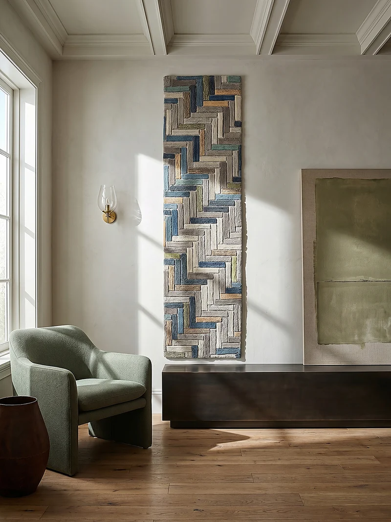 Wollteppich Geometrie-Paneele · handgeschnitzt · 10 mm Flor