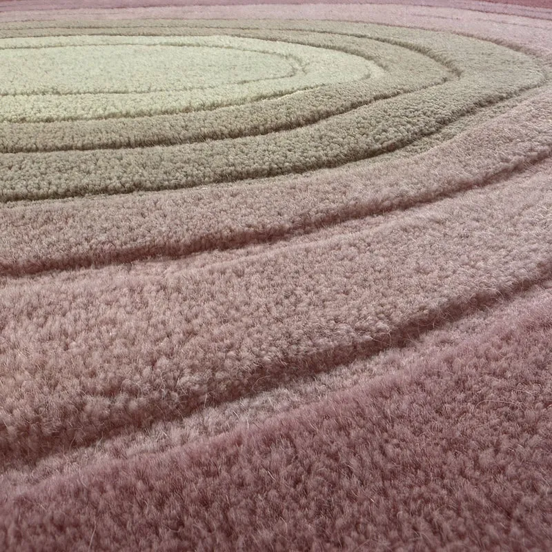 Teppich Wolle, Organische Form, Ombre Farbverlauf, Handgefertigt, Hoch-Tief-Flor-Effekt