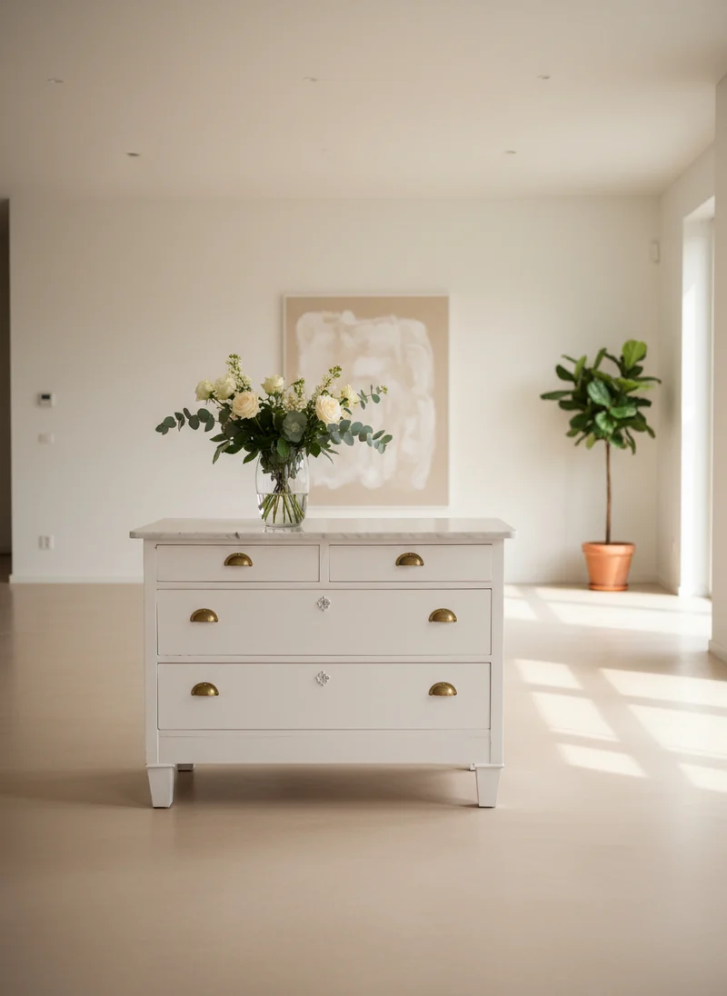 Antike Kommode mit Marmorplatte, Shabby Chic