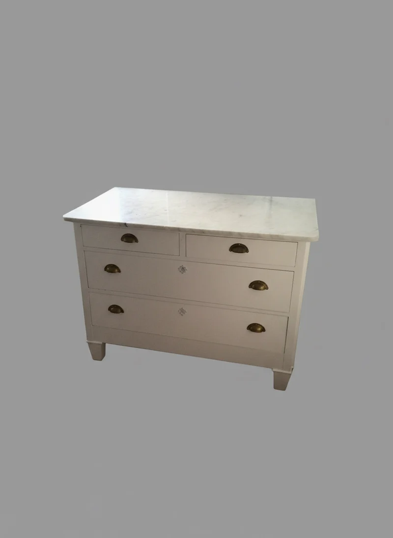 Antike Kommode mit Marmorplatte, Shabby Chic
