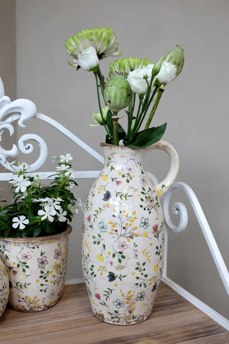 Chic Antique Cavaillon Flasche mit Blumenmotiv