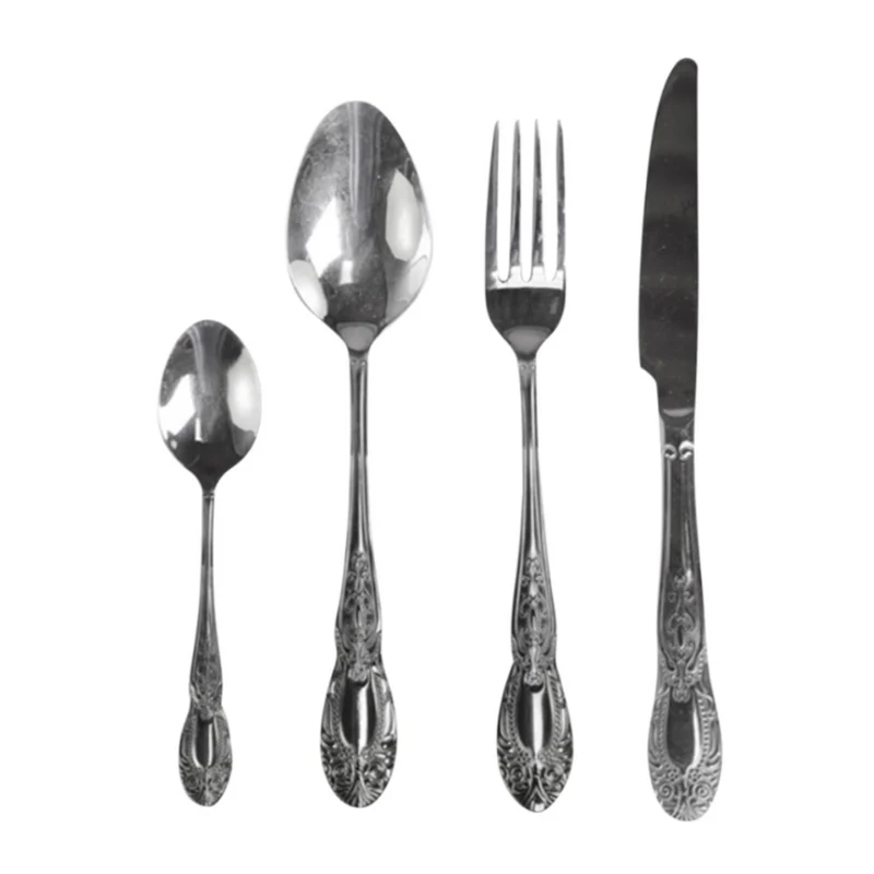Chic Antique Besteck mit Dekor Set Silber glänzend – 4-teilig