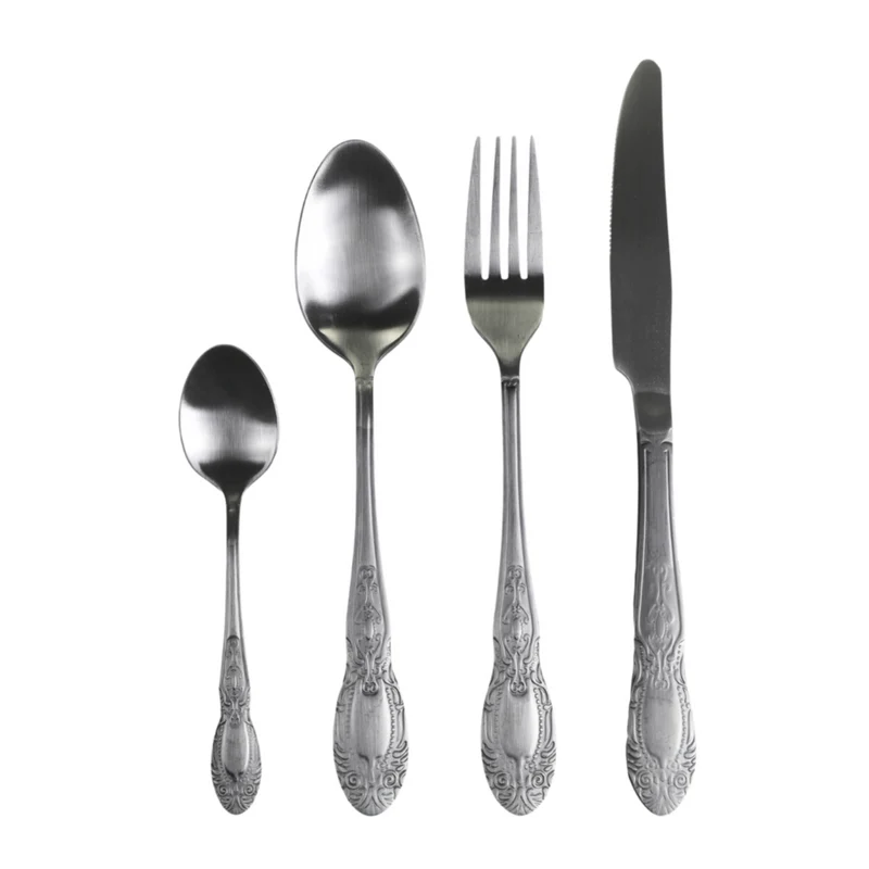 Chic Antique Besteck mit Dekor Set Silber matt – 4-teilig