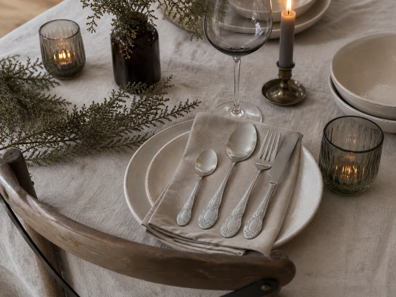Chic Antique Besteck mit Dekor Set Silber matt – 4-teilig