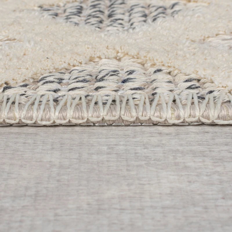 Flachgewebe-Teppich Boho-Streifen · waschbar · Grau-Beige
