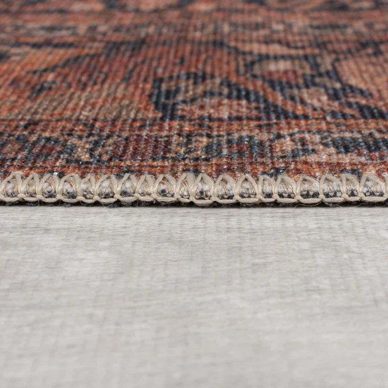 Waschbarer Flachgewebe-Teppich · Ornament Rot