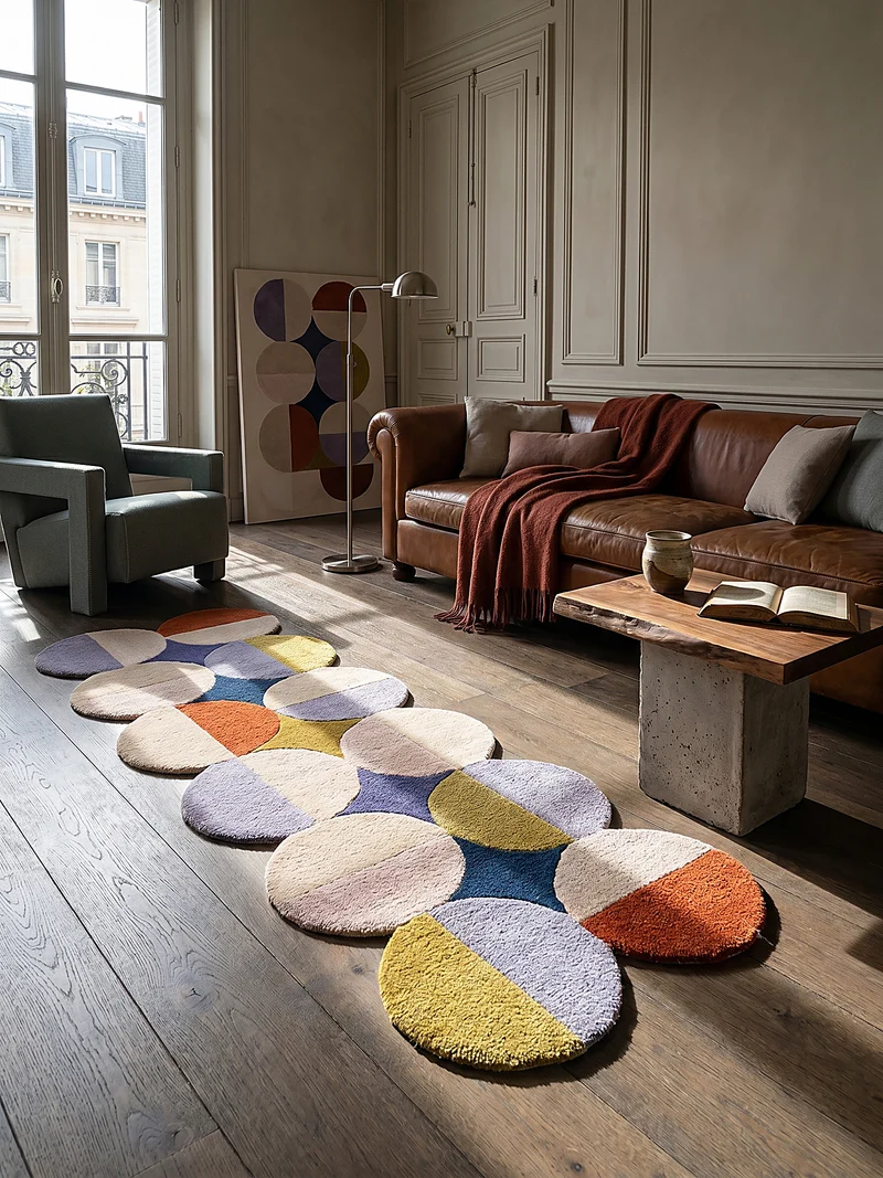 Wollteppich Kreis Wellenform, Wohnzimmer