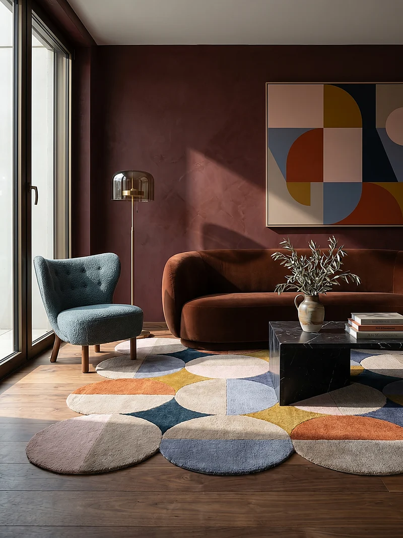 Wollteppich Kreis Wellenform, Wohnzimmer
