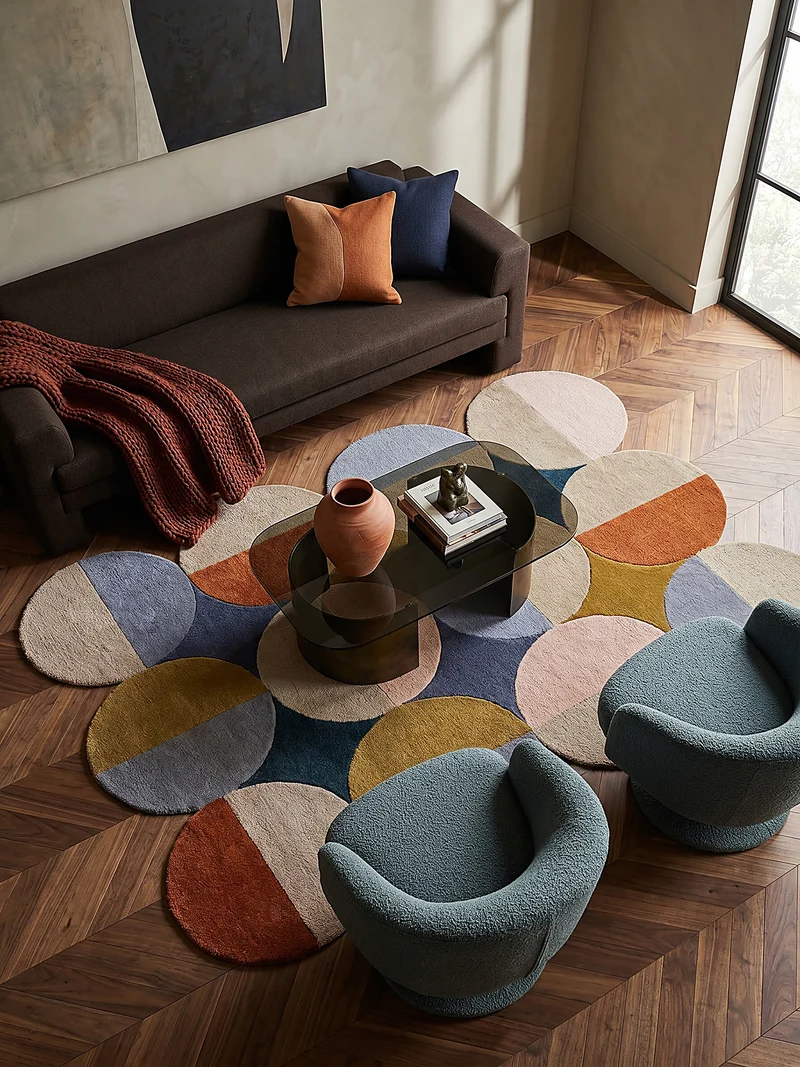 Wollteppich Kreis Wellenform, Wohnzimmer