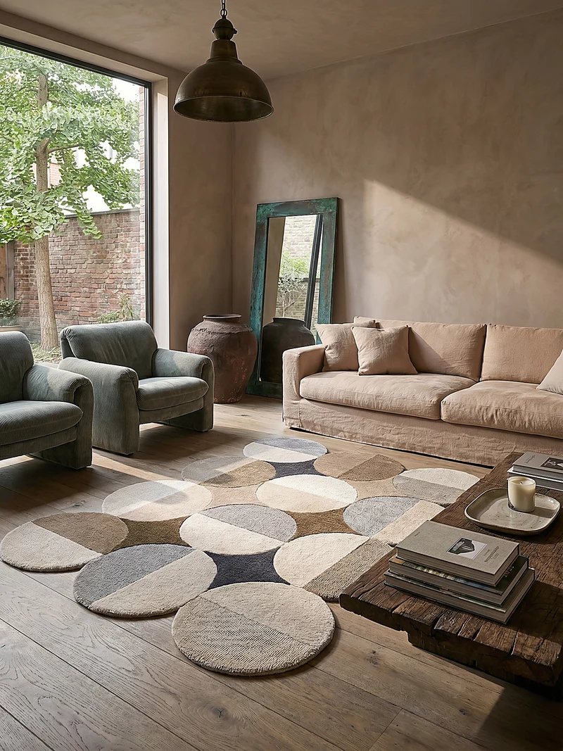 Wollteppich Kreis Wellenform, Wohnzimmer