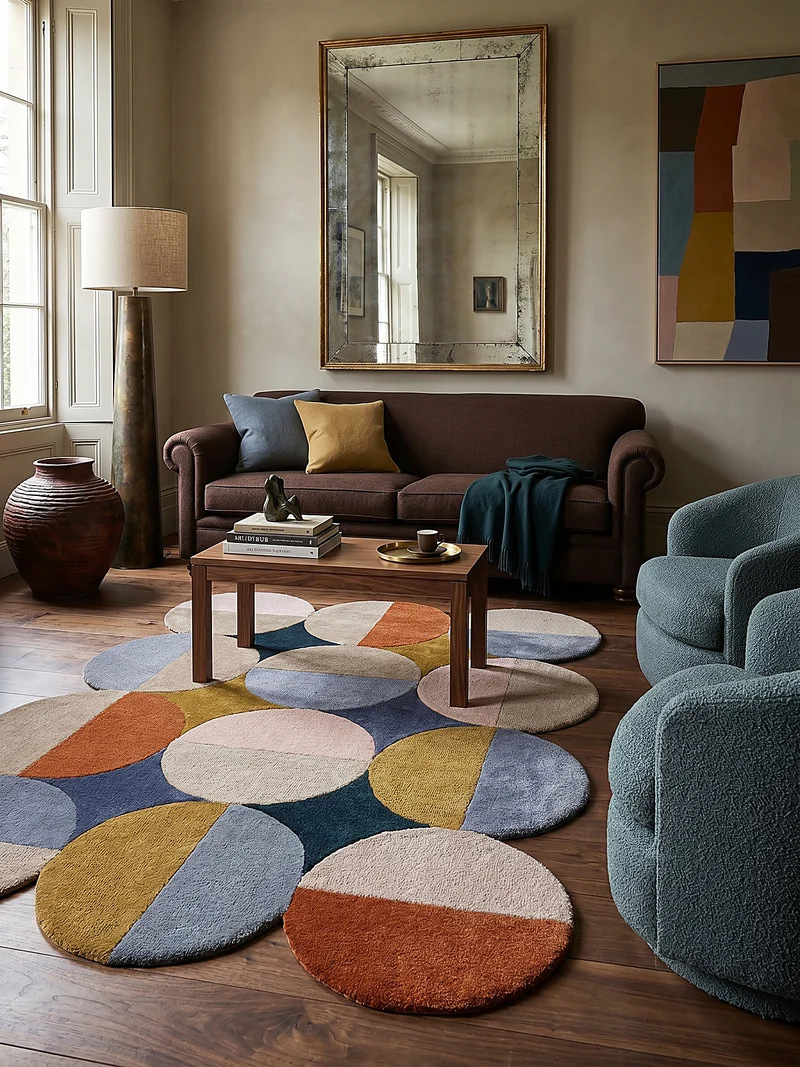 Wollteppich Kreis Wellenform, Wohnzimmer