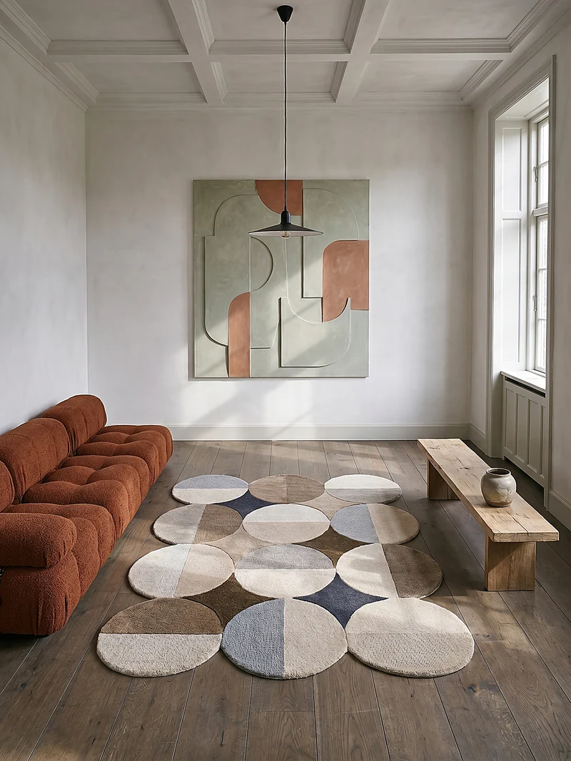 Wollteppich Kreis Wellenform, Wohnzimmer