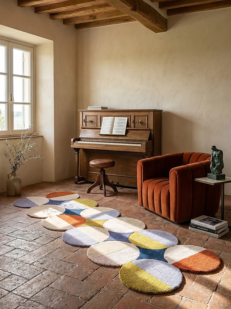 Wollteppich Kreis Wellenform, Wohnzimmer