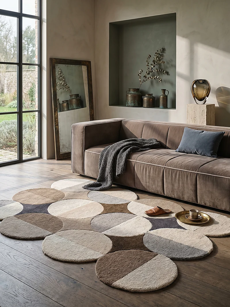 Wollteppich Kreis Wellenform, Wohnzimmer