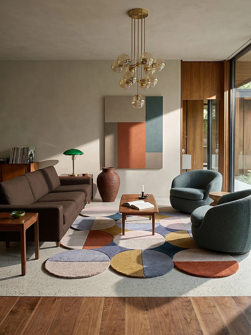 Wollteppich Kreis Wellenform, Wohnzimmer