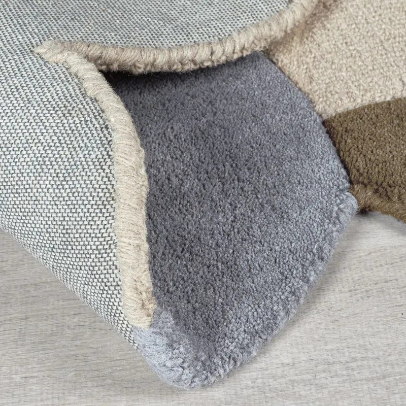 Wollteppich mit Rahmenmotiv · Wellenkante · 12 mm Flor