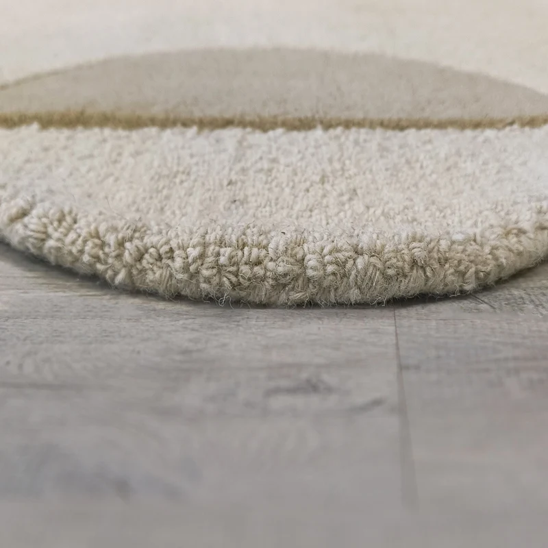 Wollteppich mit Rahmenmotiv · Wellenkante · 12 mm Flor
