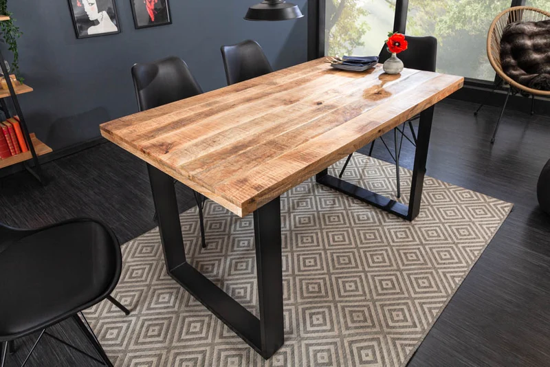Industrie-Look Esstisch ARTE 120cm Mangoholz natural Eisengestell