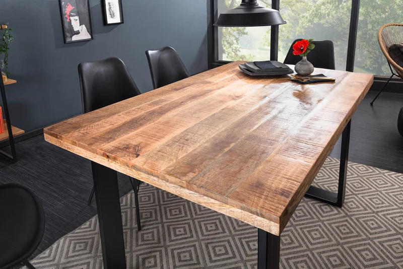 Industrie-Look Esstisch ARTE 120cm Mangoholz natural Eisengestell