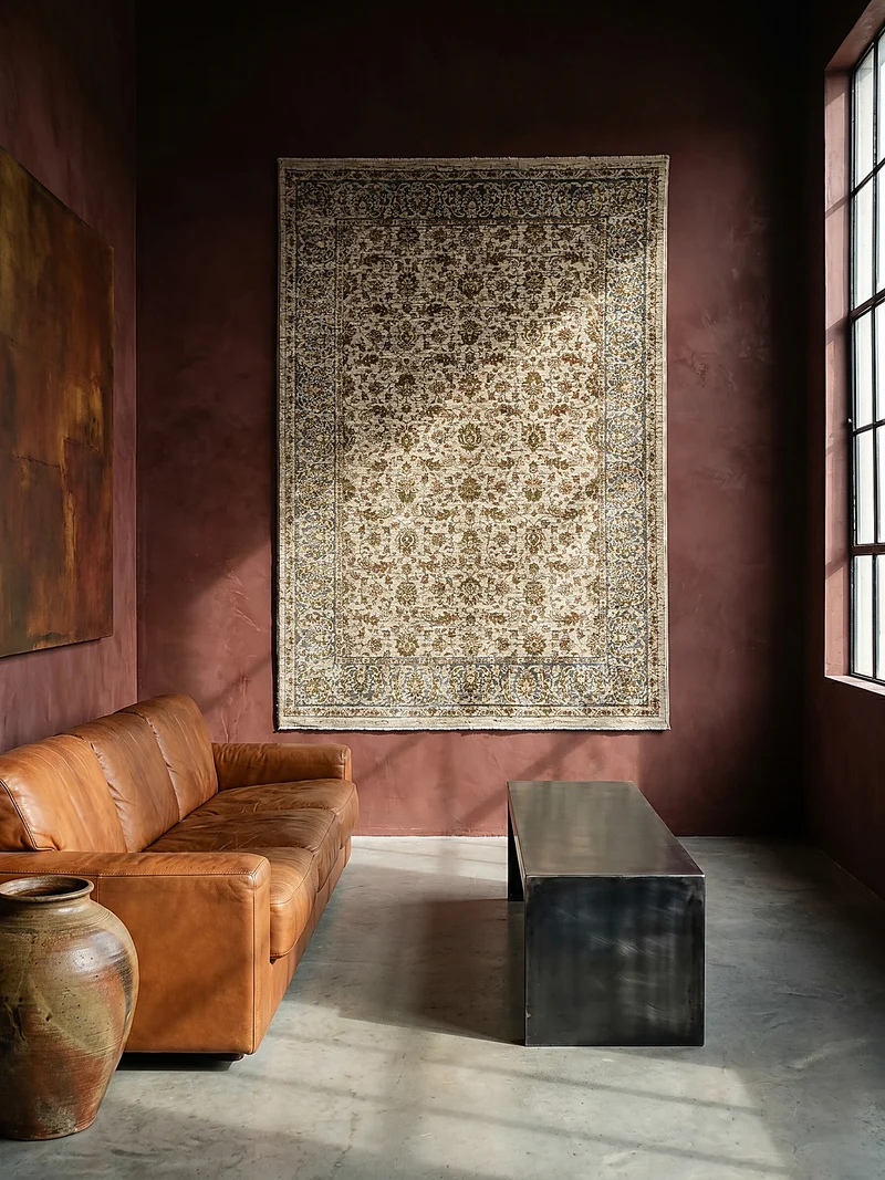 Orientteppich Vintage Blumen-Muster, Wohnzimmer