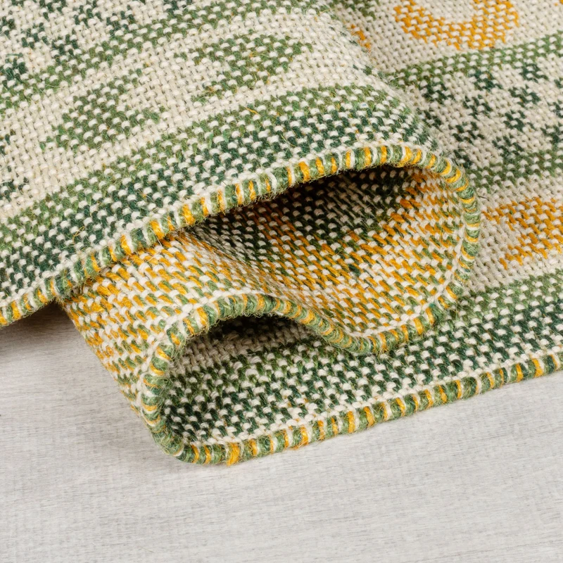 Teppich Jacquard-gewebt, Jute & Baumwolle, mit farbenfrohem Boho-Bordüren-Muster