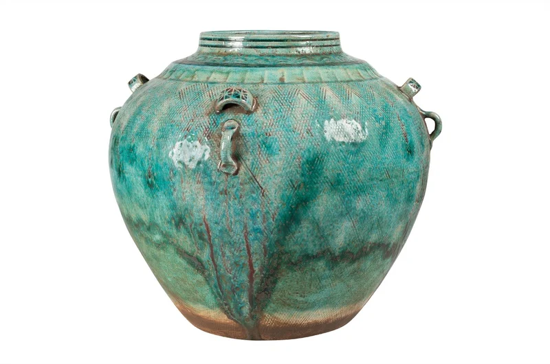 Casa Padrino Luxus Vase Grün Ø 32 x H. 30 cm - Große bauchige Deko Vase aus Steingut in Grün - Luxus Deko Accessoires