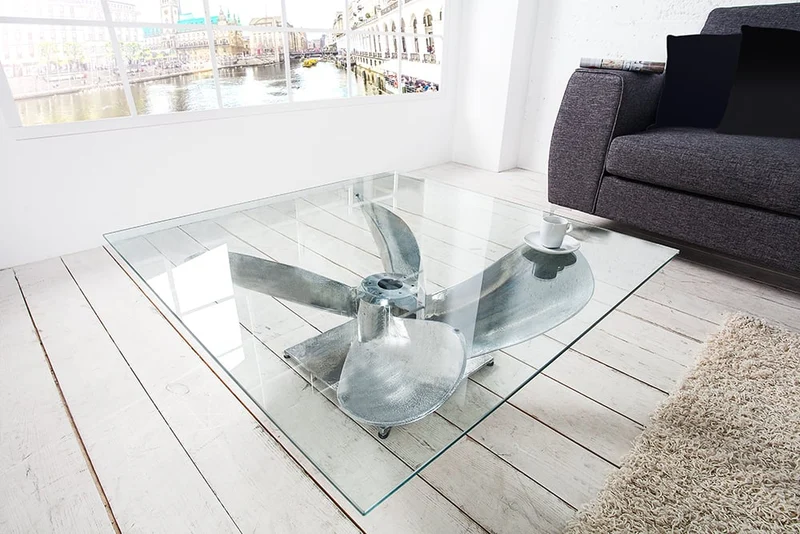 Design Couchtisch ELICA 70x70cm silber Aluminium Maritim