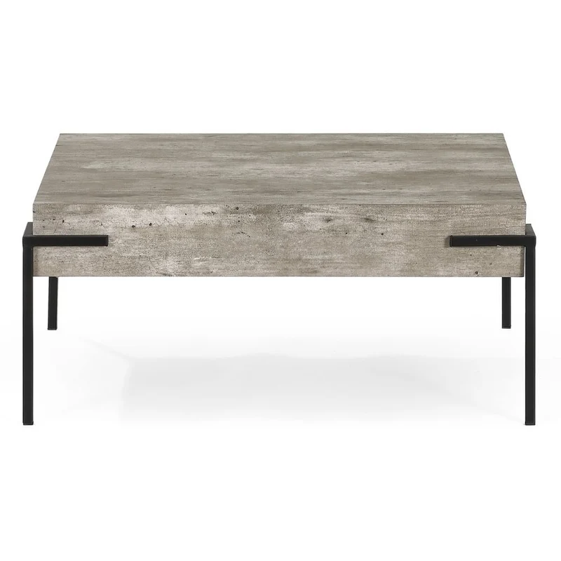 Design Couchtisch CRETO 80cm grau Beton-Optik Metallgestell