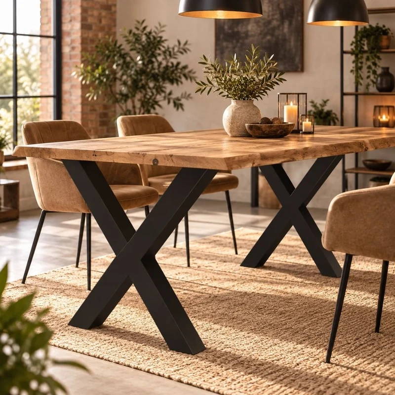 Esstischgestell WELL-X 8x8cm Schwarz pulverbeschichtet
