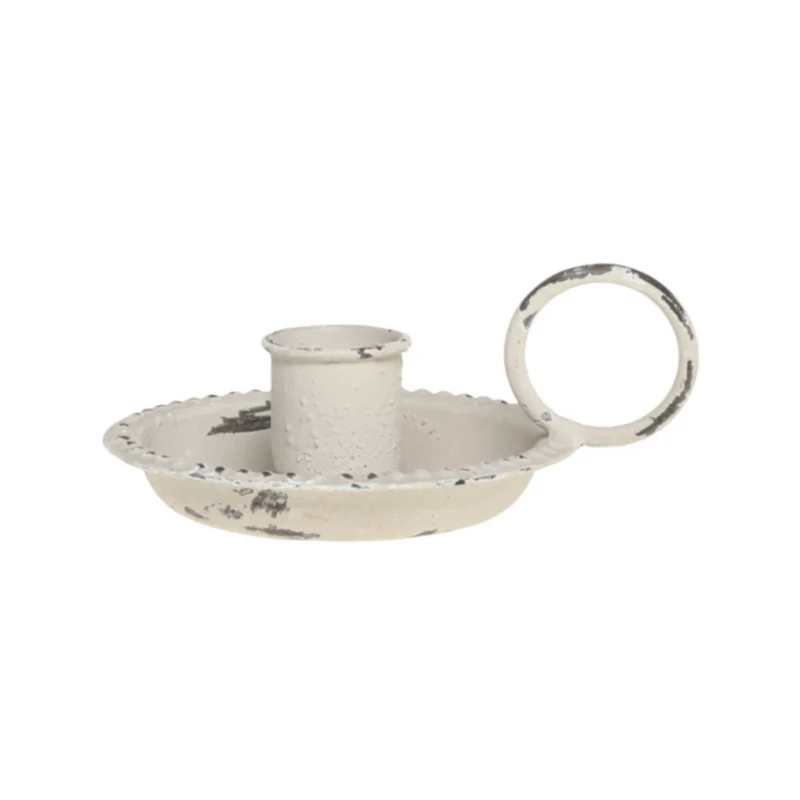 Chic Antique Kammerleuchter mit Perlkante Antique Creme