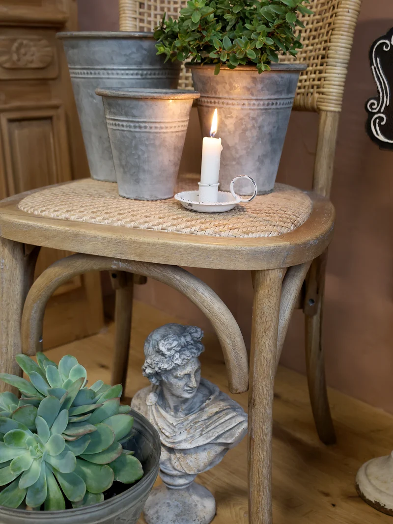Chic Antique Kammerleuchter mit Perlkante Antique Creme