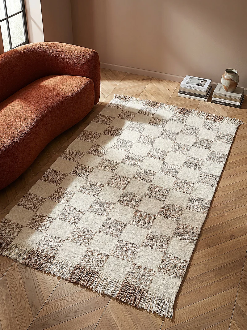 Teppich Kurzflor Karo Muster, Geometrisch, Wohnzimmer