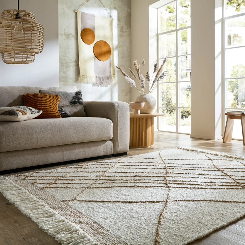 Teppich Kurzflor Streifen Muster, Abstrakt, Wohnzimmer