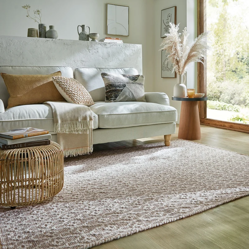 Teppich Wolle Kurzflor Diamant Muster, Wohnzimmer