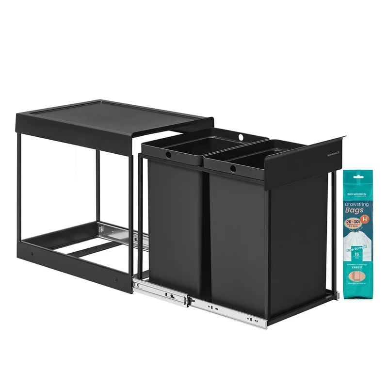 Papelera extraíble de cocina con doble compartimento para reciclaje