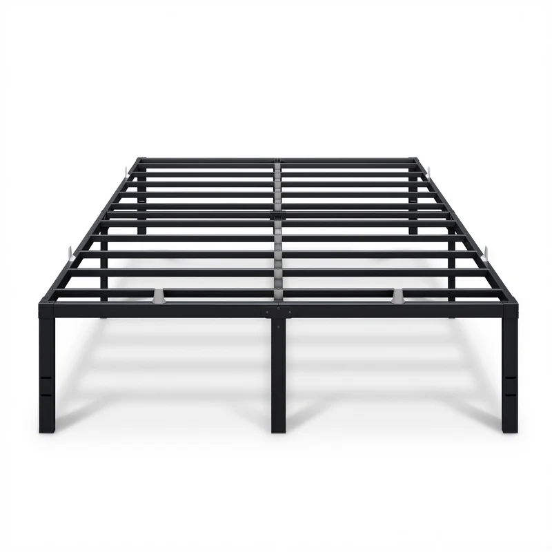 VASAGLE Queen Metal Bed Frame 18 Inches Tall, 1100 lb Weight Capacity, No Box Spring Needed, with Under-Bed Storage, Easy Setup, Heavy-Duty Platform Bed, Mattress Retainers, Matte Black