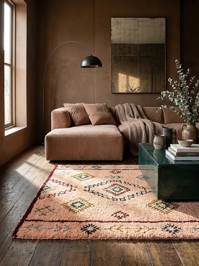 Wollteppich Hochflor Rauten, Ethno (Berber), Schlafzimmer