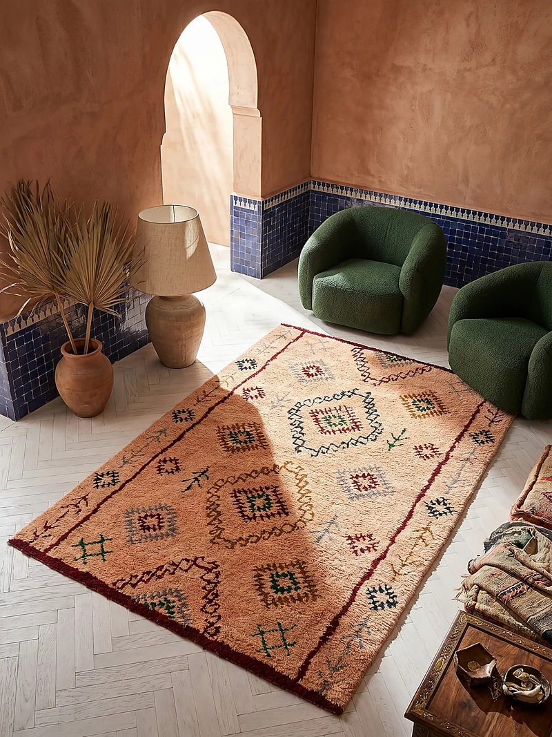 Wollteppich Hochflor Rauten, Ethno (Berber), Schlafzimmer