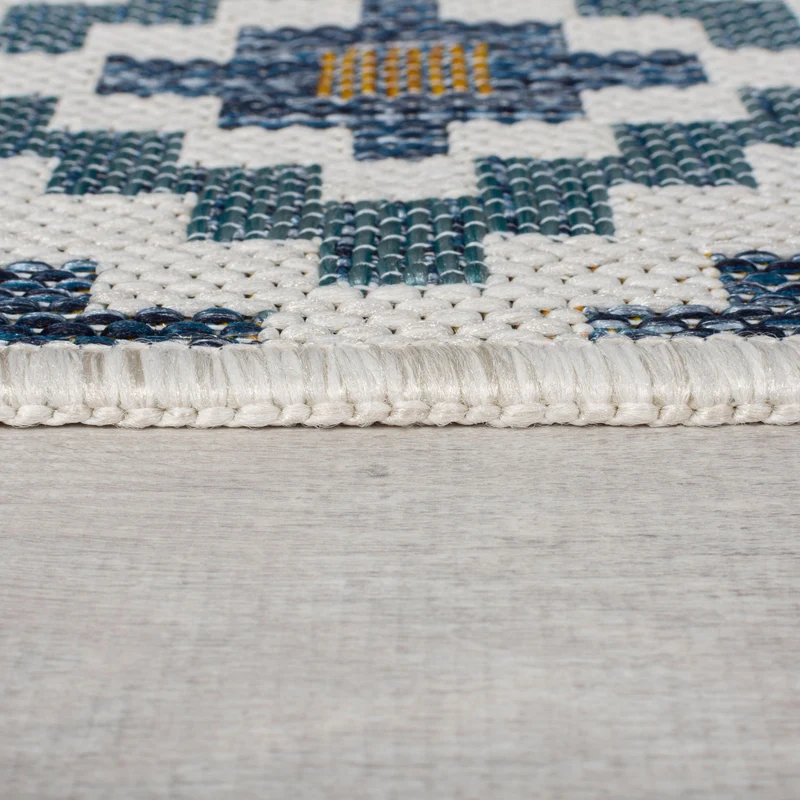 Outdoor-Teppich Rautenmuster · 100 % Polypropylen · flach