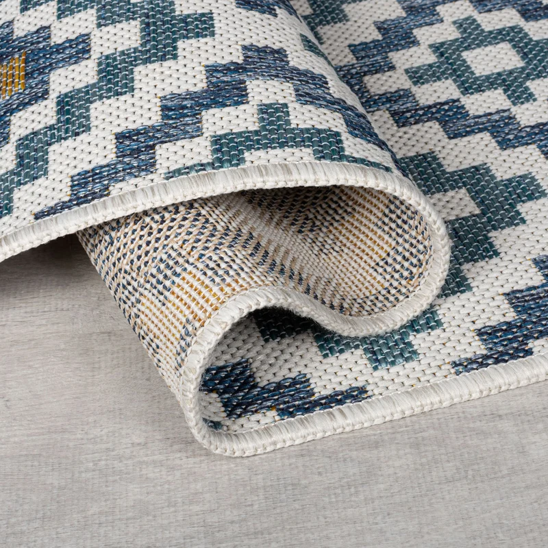 Outdoor-Teppich Rautenmuster · 100 % Polypropylen · flach