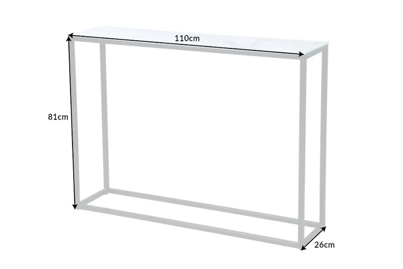 Design Konsole MARMO 110cm schwarz-weiss Marmor-Dekor