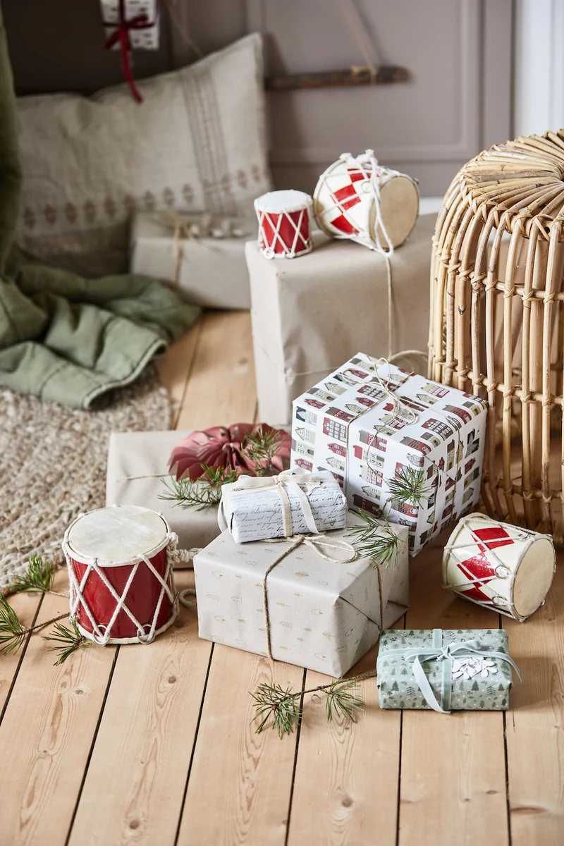 Ib Laursen Trommel Weihnachtsdekoration Rot – kleine Vintage Dekotrommel