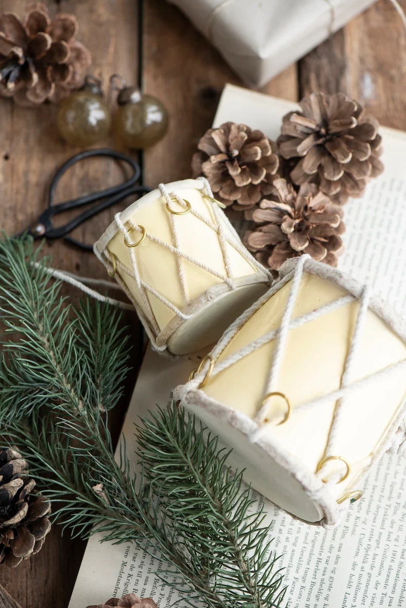 Ib Laursen Trommel Weihnachtsdekoration Creme – kleine Vintage Dekotrommel