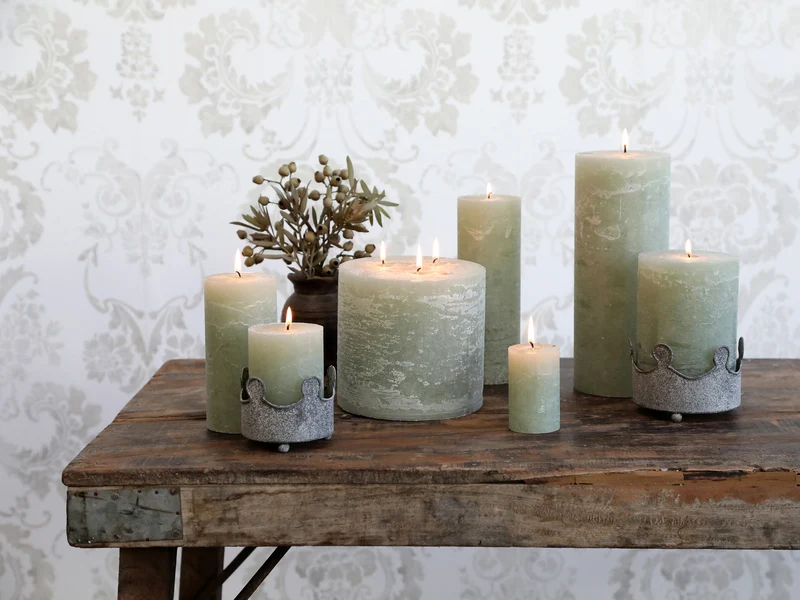 Chic Antique – Macon Stumpenkerze rustikal 60 Std. (Grün)