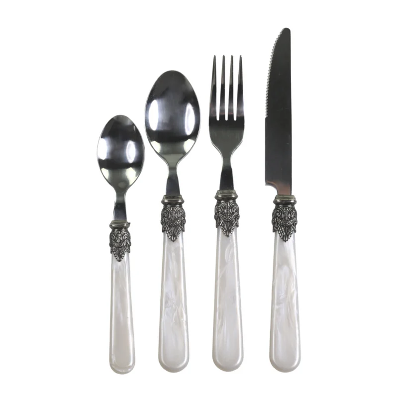 Chic Antique Linas Besteck Antique Perlmutt mit Silber Deko – 4er Set