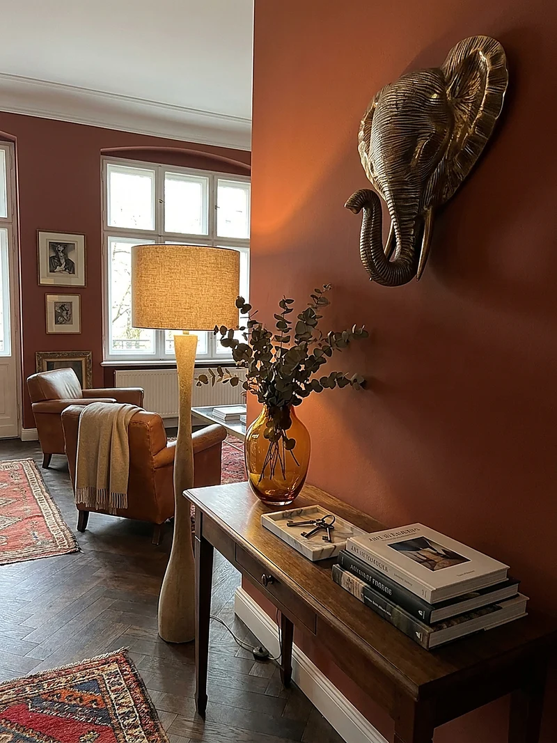 Wanddeko Elefant Aluminium goldfarben 41 cm im afrikanischen Stil