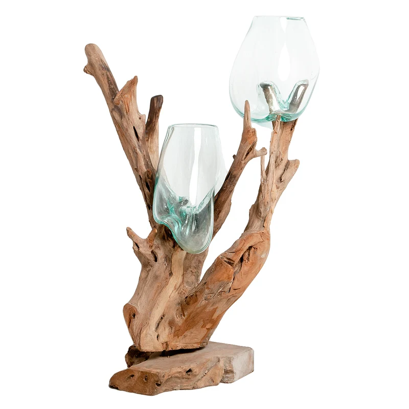 Einzigartiges Deko-Objekt DROP-DUO ca. H100-120cm Teak Unikat