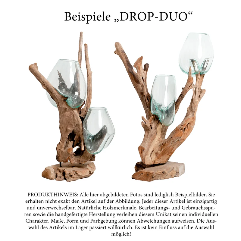 Einzigartiges Deko-Objekt DROP-DUO ca. H100-120cm Teak Unikat